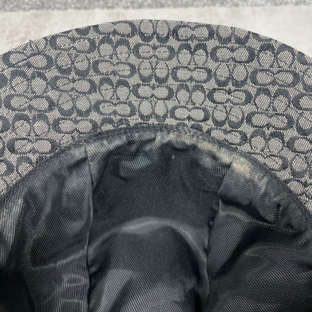 Coach Bucket Hat Size P/S Small Signature C Monogram Black Grey Leather Trim - Picture 9 of 12